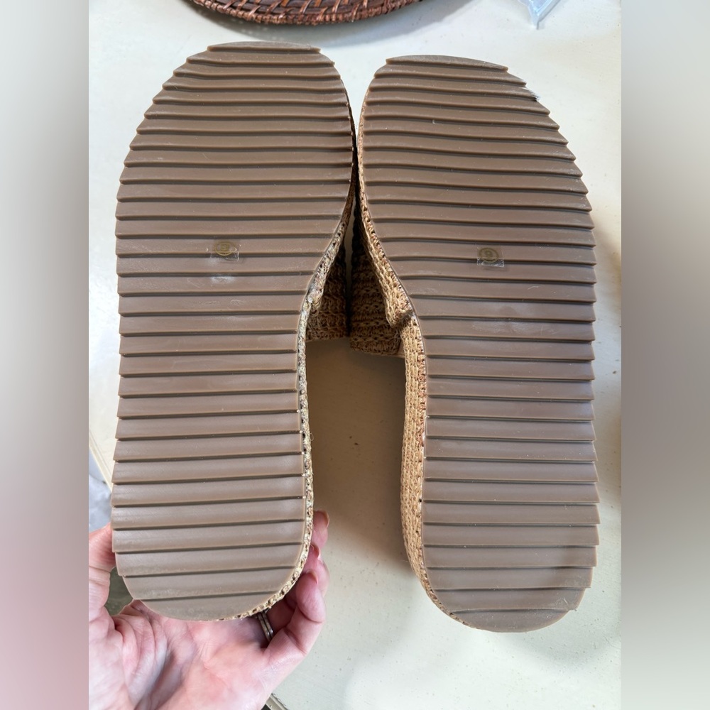 NEW! Women's ‘COFFEE’ Color Raffia Platform Sandals-9M - Picture 12 of 17